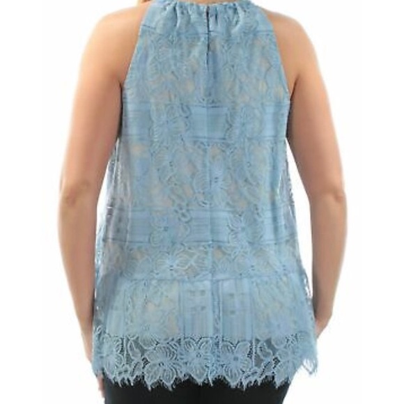 Alfani Baby Blue Sleeveless Lace Top NWT - Picture 2 of 9